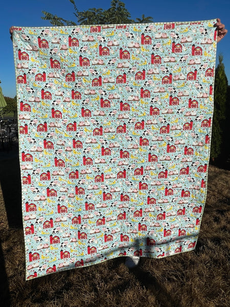 Farm Animal Quilted Baby Blanket