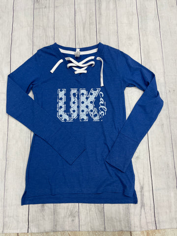 UK Cats Lace Up Royal Long sleeve - Sew Cute By Katie