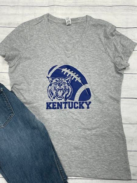 Vintage Kentucky Football V-neck t-shirt - Gray - Sew Cute By Katie