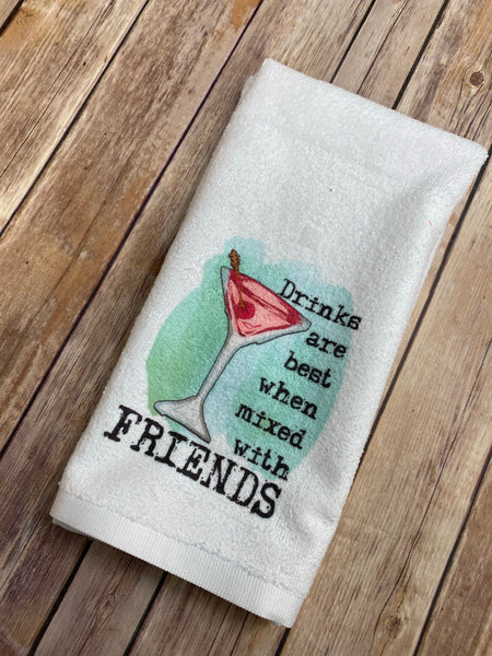 Wine, Good Friends, Poor Choices Hand Towel, Bar Towel - Sew Cute By Katie