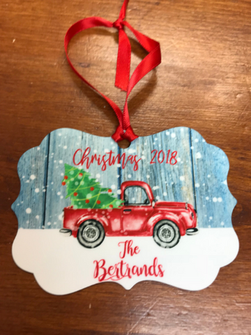 Christmas Red Truck Ornament Keepsake, Personalized Ornament - Sew Cute By Katie