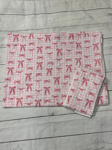 Bow Themed Flannel Baby Blanket and Burp Cloth Set - Sew Cute By Katie