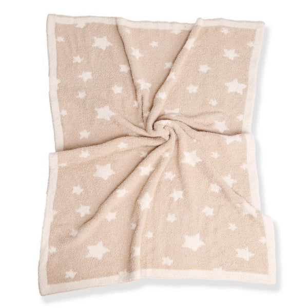 Tan Stars Luxe Knit Baby Blanket