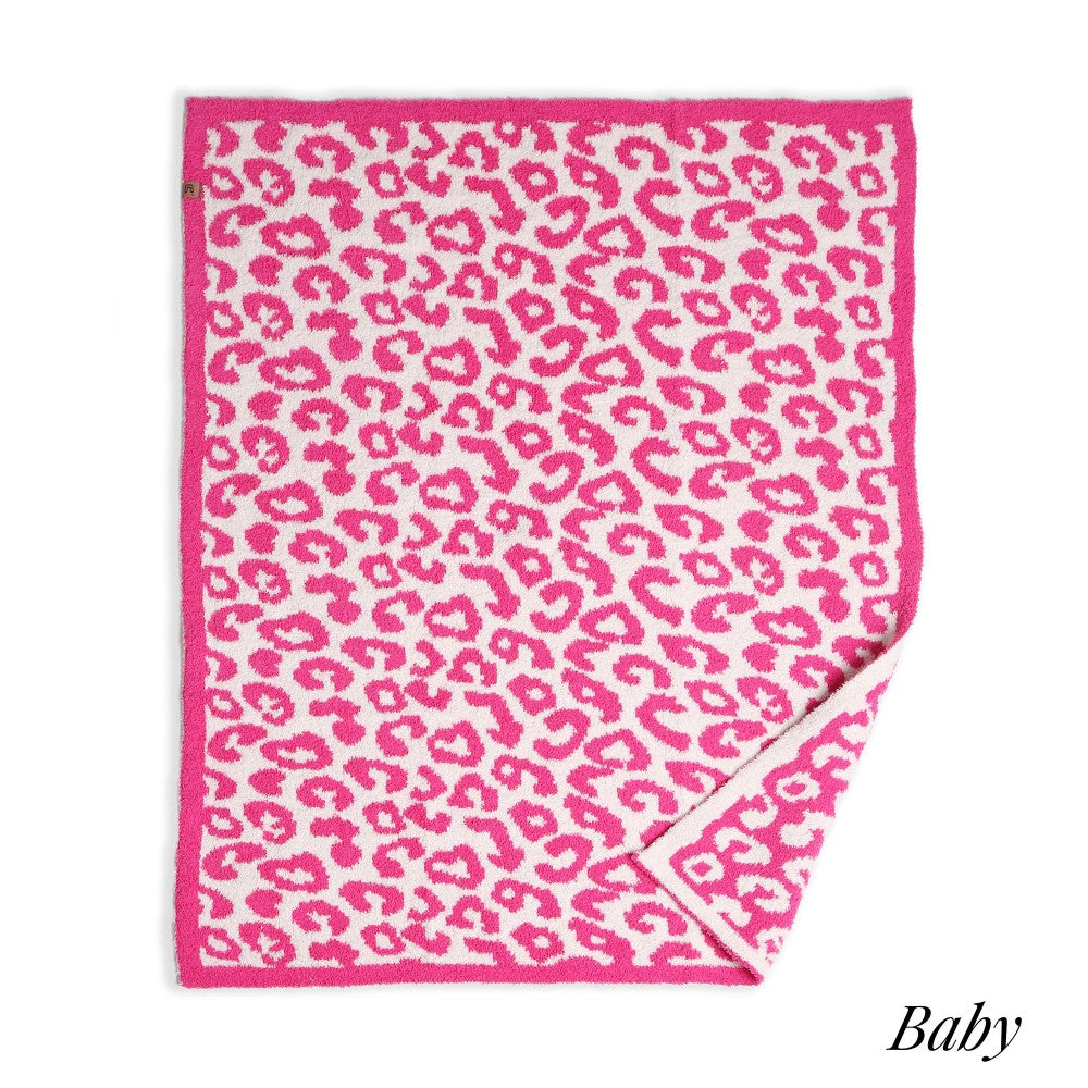 Fushia Jacquard Leopard Super Soft Comfy Luxe Knit Baby Blanket