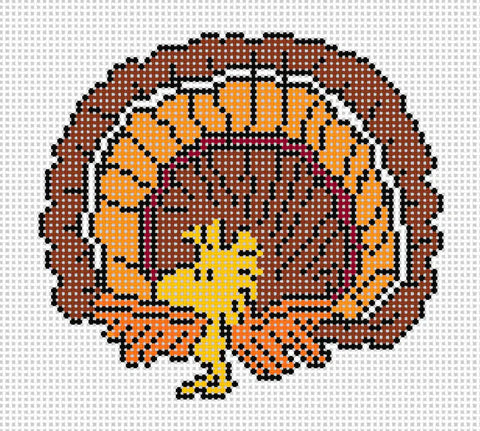 Officially Needlepoint PEANUTS Thanksgiving - Woodstock as Turkey Canvas
