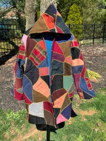 Vintage Crazy Quilt Jacket with hood