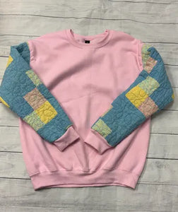 Vintage quilt sleeve sweatshirt