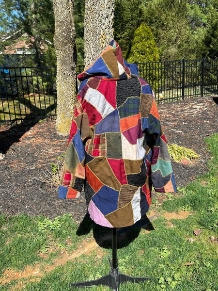 Vintage Crazy Quilt Jacket with hood