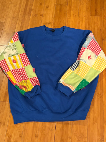 Vintage quilt sleeve sweatshirt