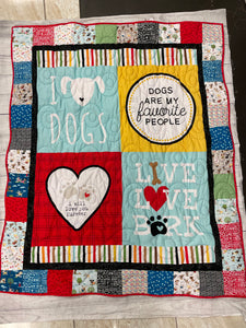 I Love Dogs Handmade Quilt