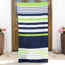 Microfiber Beach Towel - Landry Beach Towel In Navy/Lime