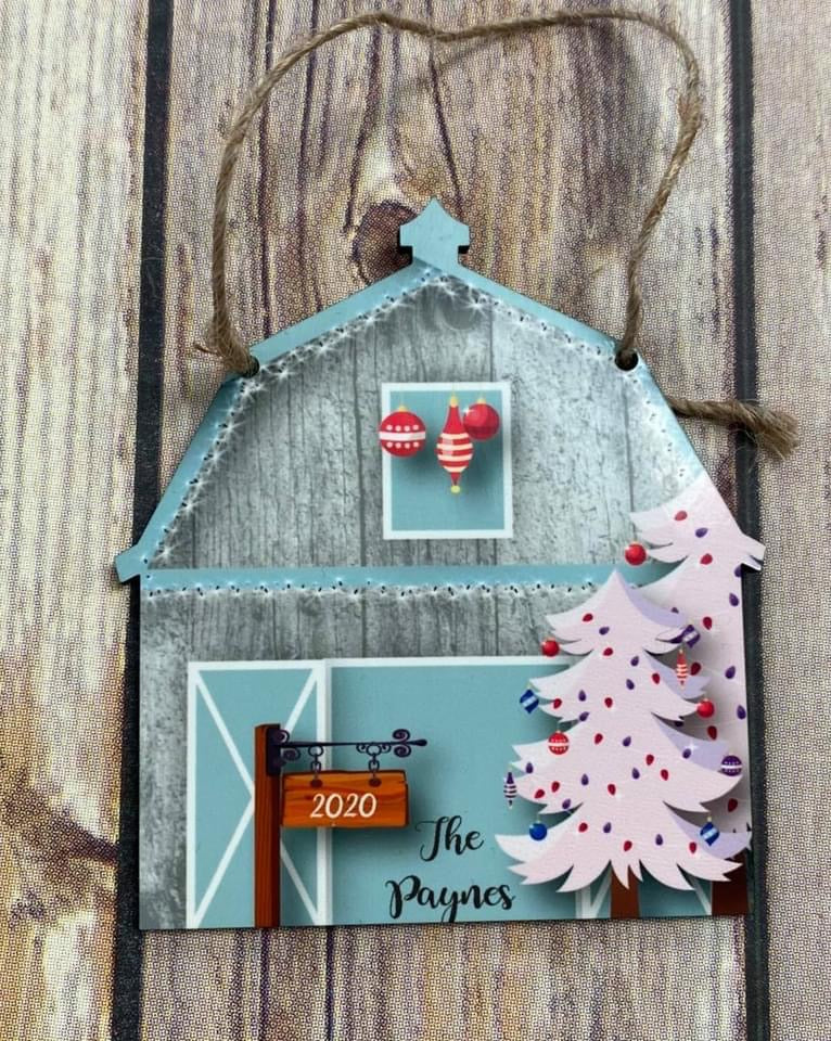 Personalized Barn and Tree Christmas Ornament - Sew Cute By Katie