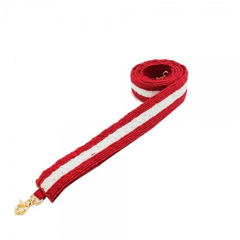 Beaded Purse Strap - Red and White