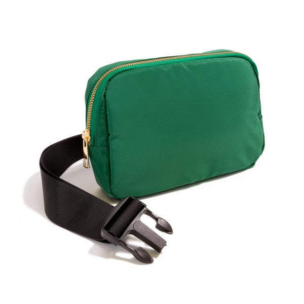 Cross Body Nylon Belt Bag - green