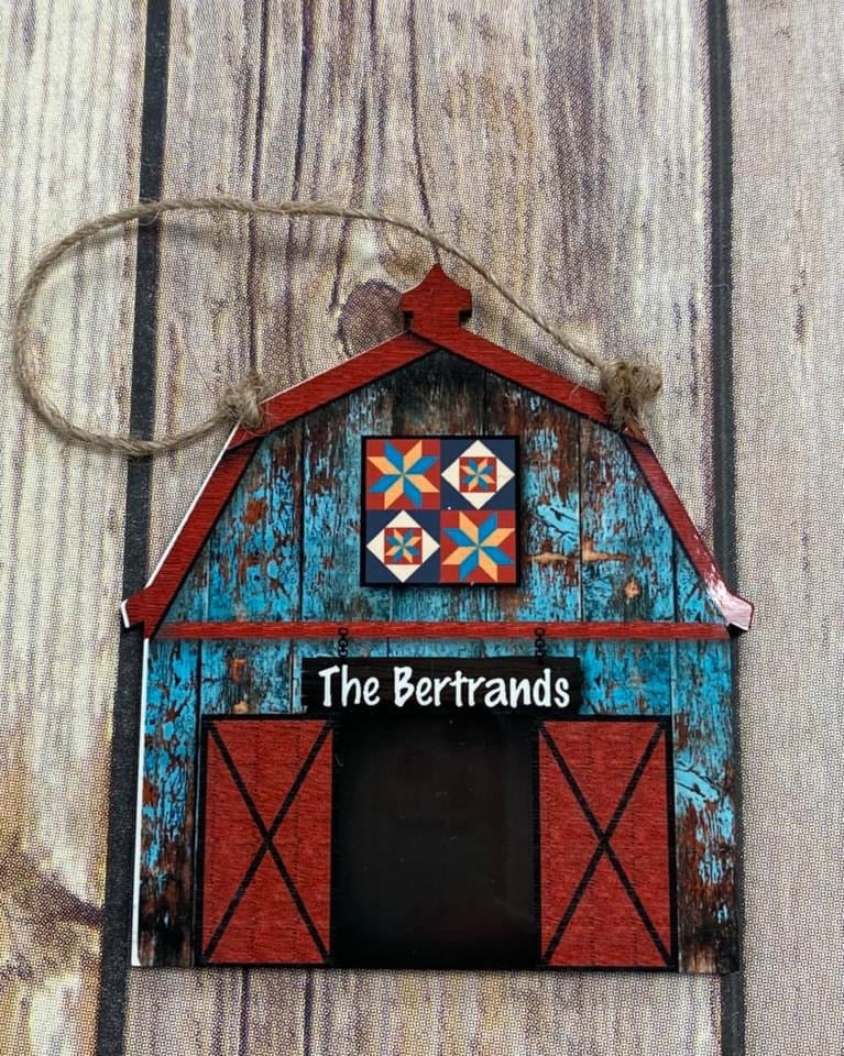 Barn with Barn Quilt Keepsake, Personalized Ornament - Sew Cute By Katie