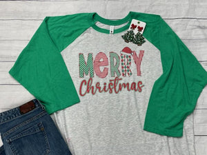 Merry Christmas Raglan  T-Shirt