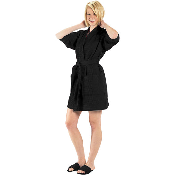 Waffle Weave Robe - Black - Sew Cute By Katie