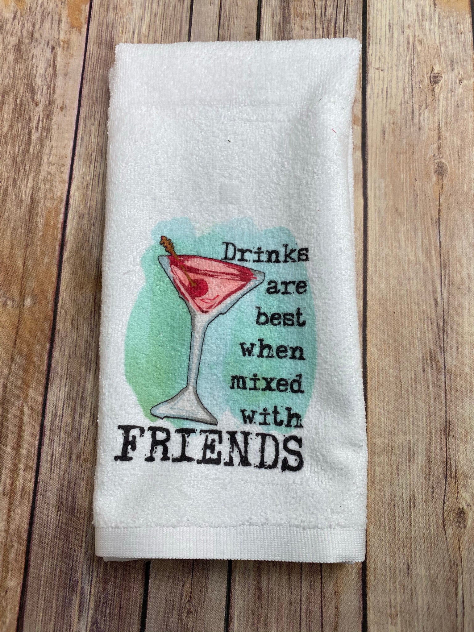 Wine, Good Friends, Poor Choices Hand Towel, Bar Towel - Sew Cute By Katie