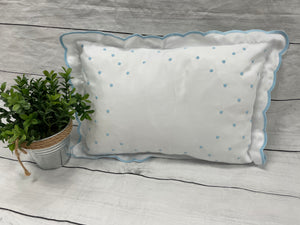 Baby Keepsake Pillow Blue trim - Sew Cute By Katie
