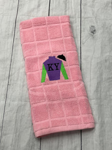 Jockey Silk Pink Hand Towel - Purple Kentucky Derby Jockey Silks