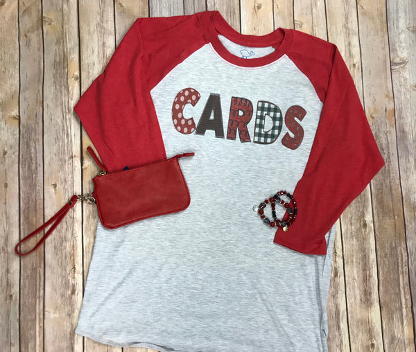 CARDS Red Raglan T-Shirt - Sew Cute By Katie