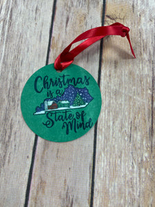 Kentucky is a Christmas State of Mind Ornament, Keepsake Ornament - Sew Cute By Katie