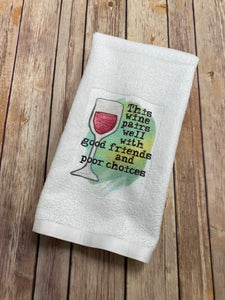 Drinks and Friends Hand Towel, Bar Towel - Sew Cute By Katie