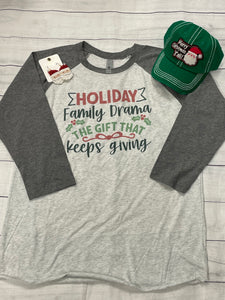 Family Drama Christmas Raglan Christmas Shirt - Sew Cute By Katie