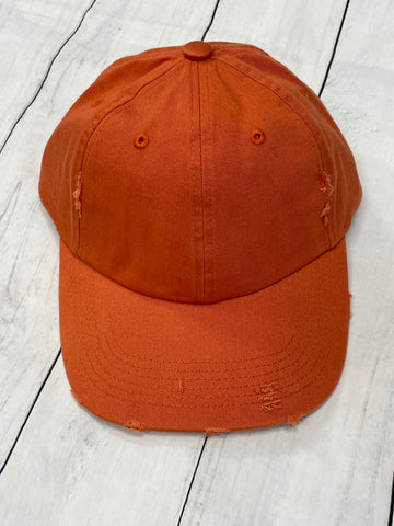 Monogram Baseball Hat - Orange distressed - Sew Cute By Katie