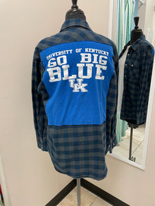Upcycled Flannel - Kentucky  Go Big Blue