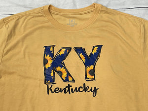 Kentucky State t-shirt with Flowers -yellow