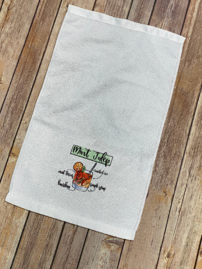 Mint Julep Glass Kentucky Derby Bar Towel - Sew Cute By Katie