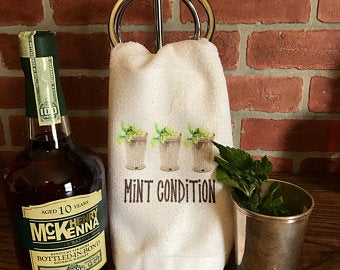 Mint Julep Mint Condition Kentucky Derby Bar Towel - Sew Cute By Katie