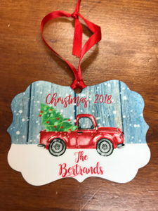 Christmas Red Truck Ornament Keepsake, Personalized Ornament - Sew Cute By Katie