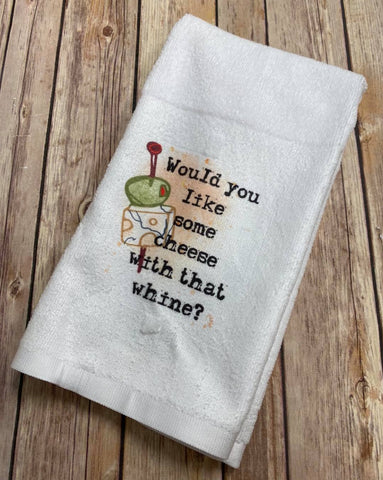 Whine and Cheese Hand Towel, Bar Towel - Sew Cute By Katie