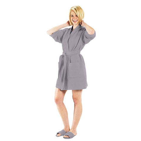 Waffle Weave Robe - Gray - Sew Cute By Katie